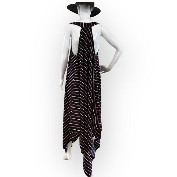 Summery Striped Trapeze Flowy Hi Low Maxi Dress - Picture 8 of 10